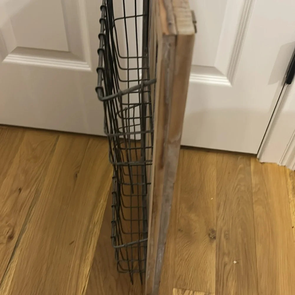 Rustic Metal and Wood Mail Center Wall Organizer